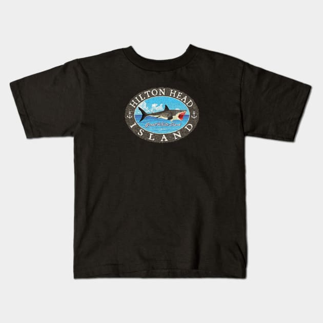 Hilton Head Island, South Carolina, Great White Shark Kids T-Shirt by jcombs